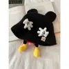 Gorro de Pescador Tejido Rojo Lindo de Dibujos Animados para Mujer en Otoño e Invierno, Cara Pequeña, Protección Cálida para los Oídos, Gorro de Lana