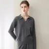 Suéter básico de punto para mujer con cuello polo, 100% cachemir con hilo Consinee, nueva colección otoño/invierno