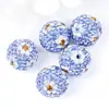 Creativo Nuevo Diamante Completo Flor de Ciruelo Cerámica Suave Barro Shambhala Bola de Diamante Agujero Recto Cuentas DIY Cadena para Bolso de Teléfono Móvil Accesorios para Llavero