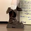 Botas femininas longas, cor marrom, tamanho pequeno, com sola grossa, coleção outono 2026, efeito emagrecedor, botas de montaria de cano alto, botas até o joelho