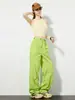 Pantalones Paracaídas Ligeros Estilo Montaña, Pantalones de Pierna Ancha Estilo Ropa de Trabajo para Mujer, Pantalones Casuales Sueltos con Cordón, Pantalones Rectos Versátiles para Exteriores para Mujer