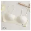 Sutiã bonito com decote baixo nas costas para mulheres, alças finas invisíveis, sem costura, para busto pequeno, push-up, decote quadrado baixo, sutiã fino de toque fresco para o verão