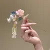 Horquilla de Borla con Flor Rosa de Alto Grado Estilo Antiguo, Accesorio para el Cabello de Moda Nicho Dulce Hanfu Cheongsam, Horquilla de Nuevo Estilo