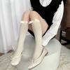 Calcetines de becerro de terciopelo con lazo JK delgados una palabra delgados transpirables color sólido estilo dulce estilo japonés