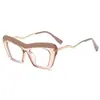 Gafas europeas y americanas nuevas anti-luz azul para mujer, montura TR ojo de gato, patillas metálicas, gafas de protección ocular, color de contraste, se pueden equiparar con montura para miopía