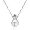 Colar Moissanite Natural Pérola de Água Doce Cruz Diana Pingente s925 Colar de Prata Esterlina Fábrica em estoque Atacado