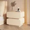 Mesita de noche tipo crema, piel, simple y moderna, mesita de noche para dormitorio pequeño, gabinete de almacenamiento minimalista, no requiere instalación, todo en uno