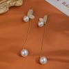 Brincos de Franja com Pérolas Design Sense Love Moda Alto Sentido Nicho Requintado Elegante Romântico Elegante Elegantes