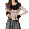 Nuevo Suéter de Manga Larga para Principios de Primavera Camisa Base Interior Estilo Occidental Top de Moda Otoño e Invierno Suéter Tejido con Cuello de Encaje Francés para Mujer