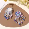 Moda Coreana Borla Contas de Cristal Iridescente Flor Tecido Patch DIY Brinco Acessório de Cabelo Flor de Sapato Pingente de Roupa Acessórios
