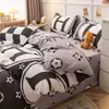 Lindo Set de Ropa de Cama de Oso Estampado de Cuatro Piezas Algodón Lavado Estilo Dibujos Animados Dormitorio de Estudiante