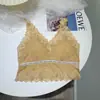 Chaleco de encaje puro estilo coreano para mujer, con tirantes en la espalda y almohadillas en el pecho, para primavera, como prenda interior o exterior, top ajustado para cubrir el pecho para mujer