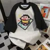 Nueva Camiseta de Verano 2025 con Divertido Estampado de Dibujos Animados, Manga Corta para Hombres y Mujeres, Mismo Estilo, Costuras de Color Contrastante, Top Oversize