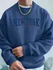 Moletom de Bolso Masculino Estampado Empire State Nova York Moletom Esportivo de Rua Gola Redonda Top Casual Roupa Básica