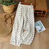 2026 Simples Casual Primavera Novo Calça de Linho de Ponto Amplo para Mulheres Verão Artístico Retro Calça de Bolinhas Calça Solta para Mulheres