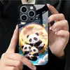 Aplicable a Funda de Vidrio Templado para Apple 18PRO 17PROMAX Funda Protectora de Panda Lindo iPhone16 Luna 17E