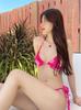 Bikini de Tres Puntos Floral Dulce para Chicas con Pecho Pequeño Estilo Tailandés con Falda de Encaje Traje de Baño Bikini Sexy para Mujeres