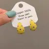 Pendientes de Esmalte Amarillo con Lunares Estilo Nuevo Fresco y Sencillo 2025 con un Ambiente Vintage de Alta Gama, Pendientes y Clavos de Lujo Ligero