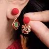 Pendientes Festivos de Borla Despertar del León Rojo con Diseño Asimétrico, Elegantes de Año Nuevo, Joyería para Orejas Única de Nicho de Gama Alta