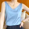 Seda cetim alça de ombro colete feminino verão novo slim-fit V-neck curto elegante interior top moda curto