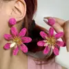 Joyería de Estilo Europeo y Americano, Pendientes de Girasol de Rafia Hechos a Mano, Pendientes Grandes Exagerados de Flor, Joyería de Estilo Festivo al por Mayor