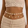 Corrente de Cintura com Pingente de Concha para Férias na Praia Transfronteiriça Europeia e Americana Corrente Corporal Sexy de Pérola e Vieiras para Bikini Feminino