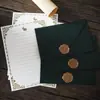 Envelope Verde Escuro Texturizado, Espessado com um Toque de Luxo, Cartão de Cumprimentos, Convite com Selo de Cera, Papel de Carta Vintage para Escrever Cartas de Amor