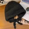 Gorro de Punto Estilo Étnico para Mujer Invierno Pasamontañas Gorro Bolsa Doble Propósito Cálido Felpa Pila Lana Gorro de Moda