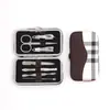 Estuche de Cortaúñas a Cuadros Set de Cortaúñas Portátil Herramienta de Limpieza de Oídos Set Regalo para Actividades