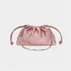 Nova Bolsa de Ombro Plissada com Cordão e Padrão Diamante Crossbody Bolsa Saco Doce Simples Moda Estilo Coreano Luxo Acessível