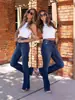 Nuevos Jeans Weila de Mujer Lavados Rasgados de Chica Popular Europea y Americana Transfronterizos Amazon Pantalones Ajustados Elásticos de Cintura Media