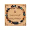 Pulseiras de Pedra Natural do Zodíaco com 12 Signos, Embaladas em Cartão, Design Único, Pedras Guardiãs do Zodíaco, Pulseiras de Aniversário, Fornecimento Transfronteiriço da Moda