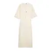 Vestido de Moda Estilo Coreano Primavera 2026 Vestido de Nicho Francés Vestido Camiseta Largo para Mujer Vestido Recto de Color Sólido Holgado