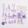 Pingente de chaveiro com miçangas, decoração de corrente para celular, conjunto de cordão trançado, miçangas soltas tecidas DIY, acessórios para joias atacado