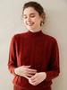 Suéter de cachemira de cuello medio alto y grueso con nuevo giro para otoño e invierno de 2024, camisa básica de punto de cachemira para mujer, suéter rojo