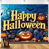 Decoración de Halloween Tela Colgante Esqueleto de Terror Zombi Calabaza Castillo Tela de Fondo para Fotografía Tienda Decoración Banner Tela Colgante