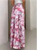 Novo saia sereia estampada de cintura alta transfronteiriça europeia e americana em estoque para mulheres, saia bodycon longa slim fit da moda