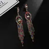 Pendientes largos de borla de color con diamantes de temperamento europeo y americano transfronterizos pendientes pendientes pendientes de moda para mujer E633