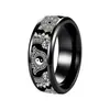 Anillo de acero inoxidable con diseño de mandala de loto blanco y negro Tai Chi, diseño inspirado en el Zen, pintura de colores vibrantes, nueva joyería de estilo chino