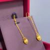 Novos Brincos de Semente de Lótus Vazados Cor Dourada Sand Gold Entrada Luxuosa Gota de Orelha de Lótus Cor Dourada Moda Elegante Brincos Banheados a Ouro Latão Atacado