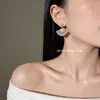 Pendientes de Zirconia con Forma de Abanico Estilo Retro Francés, Exquisitos y Lujosos, Pendientes de Alta Gama, Simples y Versátiles, Pendientes Personalizados para Mujer