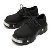 Nuevos Zapatos Derby de Metal Serie Industria Pesada con Suela Gruesa Zapatos Retro de Moda para Hombre Sentido de Alta Gama Aumentado Zapatos de Cuero Oscuro