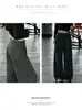 Pantalones de pierna ancha estrechos gris oscuro para mujer, nuevos de primavera y otoño, cintura alta, adelgazantes, petite, holgados, para fitness, casual, deportivos