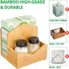 Porta pañuelos de almacenamiento para el hogar de bambú y madera, estante de almacenamiento de pañuelos para hotel y restaurante con caja para condimentos
