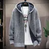Chaqueta Suéter Gruesa con Forro de Polar Tallas Grandes con Capucha, Cárdigan de Punto con Cremallera para Hombre, Nuevo Otoño/Invierno 2026