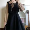 Vestido Talla Grande Chica Gordita Cubre Piel Cintura Alta Costura Vestido Falso de Dos Piezas para Mujer Otoño Estilo Universitario Coreano Vestido Largo Reductor de Edad