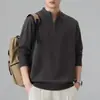 Roupas Masculinas Shanggu Outono e Inverno Meio Zíper Retrô Gola Alta Masculino Novo Quente Manga Longa Tricô Pulôver Top