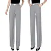 Pantalones anchos de tacto frío hechos a medida para mujer, estilo fino de verano, cintura alta elástica nueva, fluidos, holgados, cortos, pierna recta casual