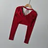 Roupa de Yoga Manga Longa com Bojo Top Esportivo Emagrecedor Sexy com Recorte Lindo nas Costas Pilates Treinamento Fitness Wear