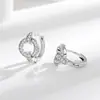 Nuevos aretes de aro Amazon transfronterizos de taladro completo con circonita, aretes de aro de moda y versátiles, accesorios para la oreja, clips para la oreja, disponibles para transmisión en vivo y dropshipping
